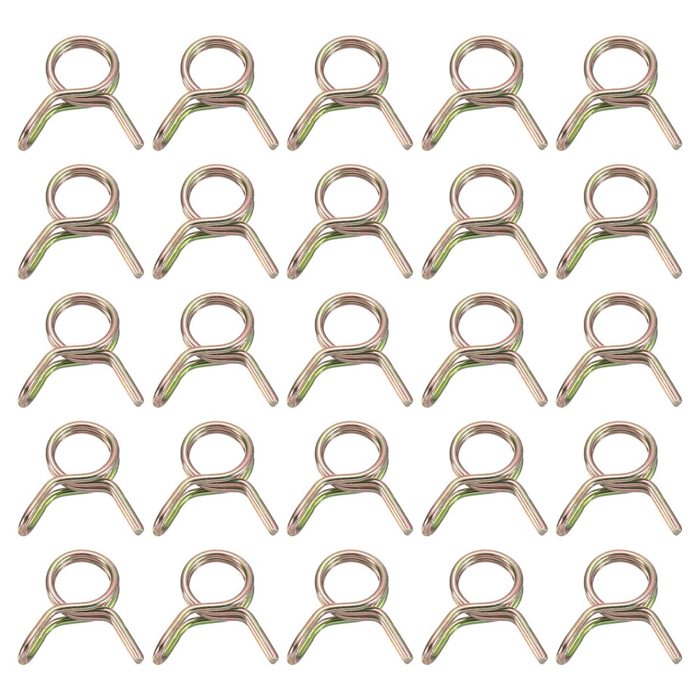 25Pcs Double Wire Spring Hose Clamps, 5mm Tube Clips, Color Zinc