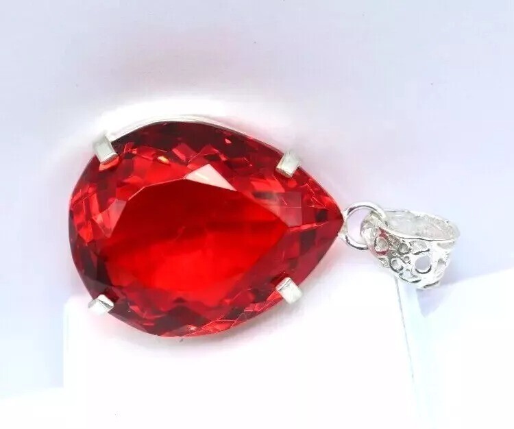 95.90 Ct Natural Red Topaz 925 Solid Silver Pear Cut Pendant Loose Gemstone