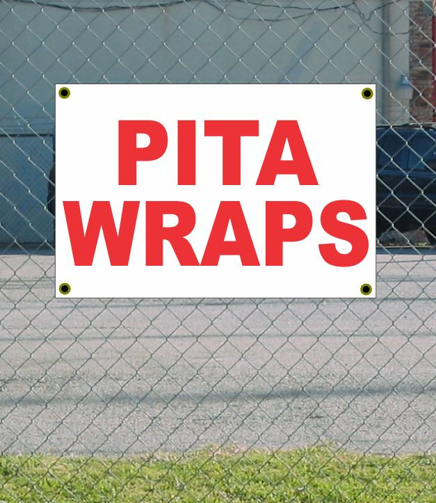 2x3 Red & White Pita Wrap Banner Sign Discount Size Price Free Shipping