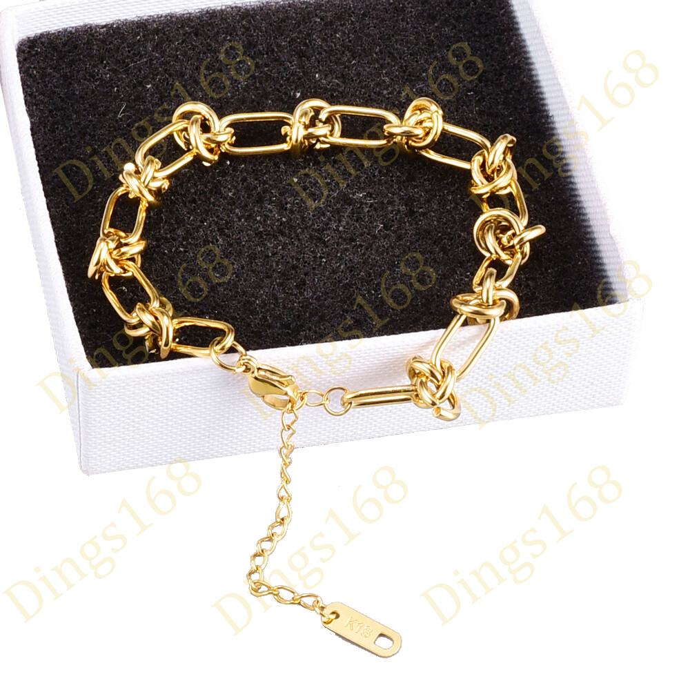 Genuine 18K Yellow Gold Filled Polished Rectangle Knot Chain Bracelet