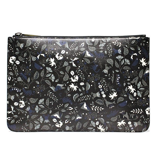 RARE FENDI Bag Bugs Eye Clutch 7N0078 Leather Allover Pattern Monogram