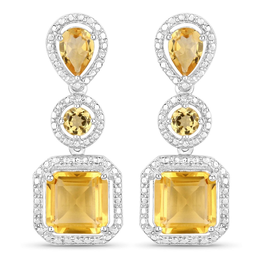 7.58 Carat Genuine Citrine Sterling Silver Elegant Earrings