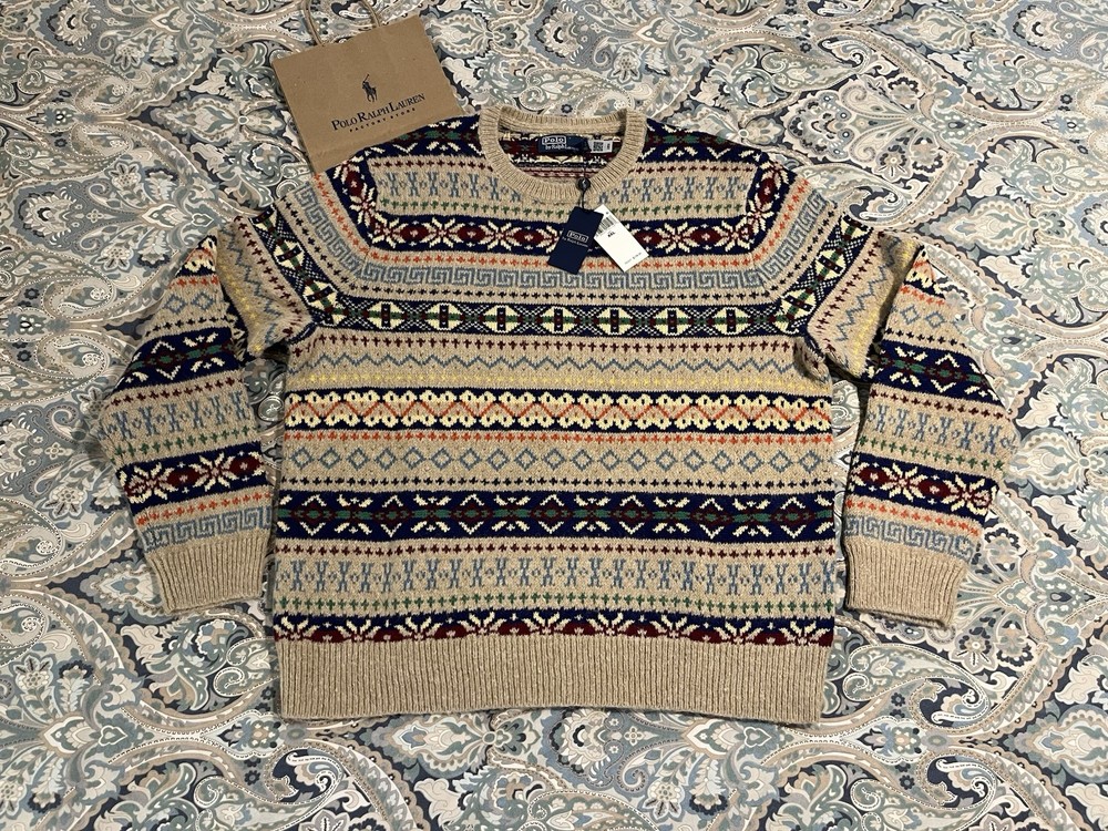 Polo Ralph Lauren Fair Isle Jacquard Wool Blend Holiday Sweater Sportsman NEW