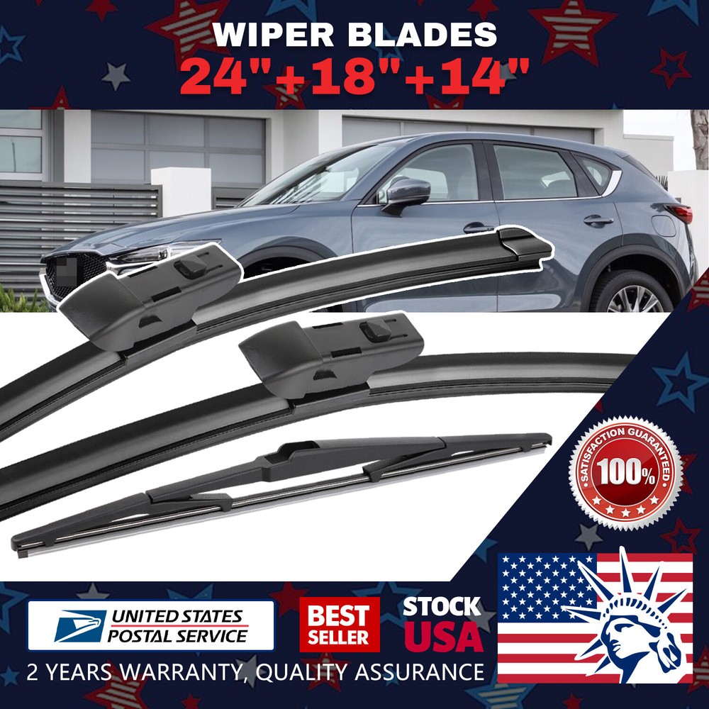 Waterproof/Durable 24''18''14'' Top Lock Windshield Wiper Blades All Season Set