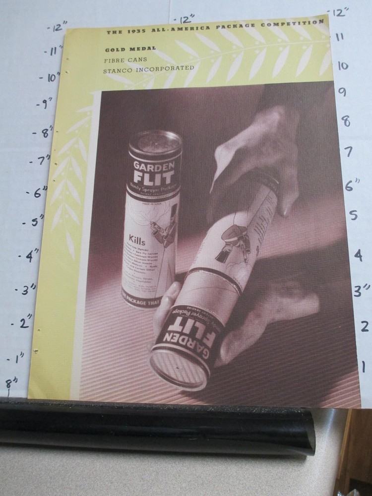 magazine ad 1936 Garden FLIT insecticide bug spray tube Stanco can