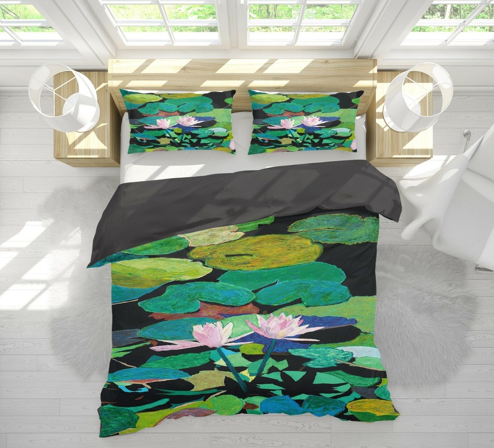 3D Lotus Pond A212 Bedding Set Quilt Duvet Cover Pillowcases Allan P Zoe Design