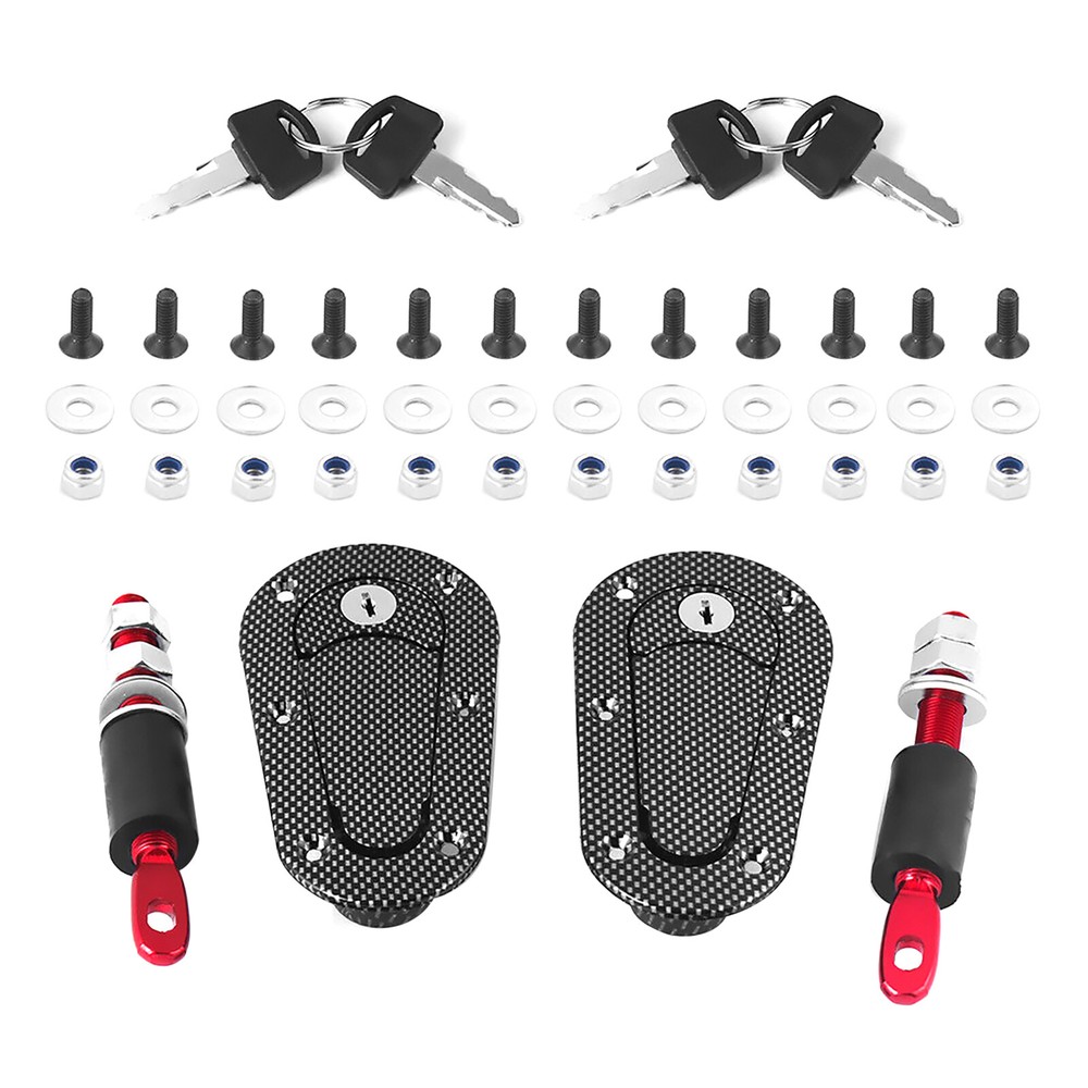 New Universal Racing Car Flush Mount Quick Hood Latch Pin Key Locking Kit