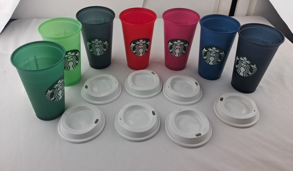 Starbucks 16oz Color Genuine Reusable Cup Lot Of 7
