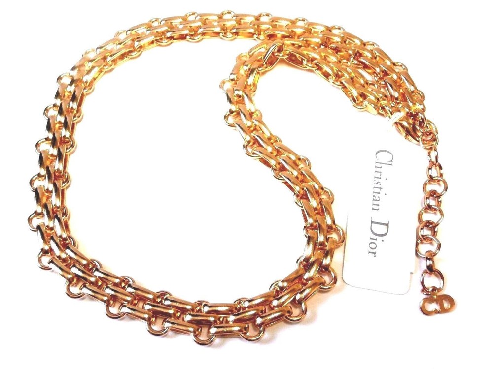 Dior Gold Plated Signed Necklace Elegant Statement Piece