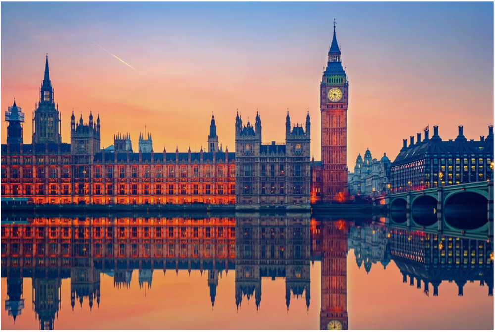 Big Ben and Houses of Parliament Illuminated Nighttime Art Print Poster