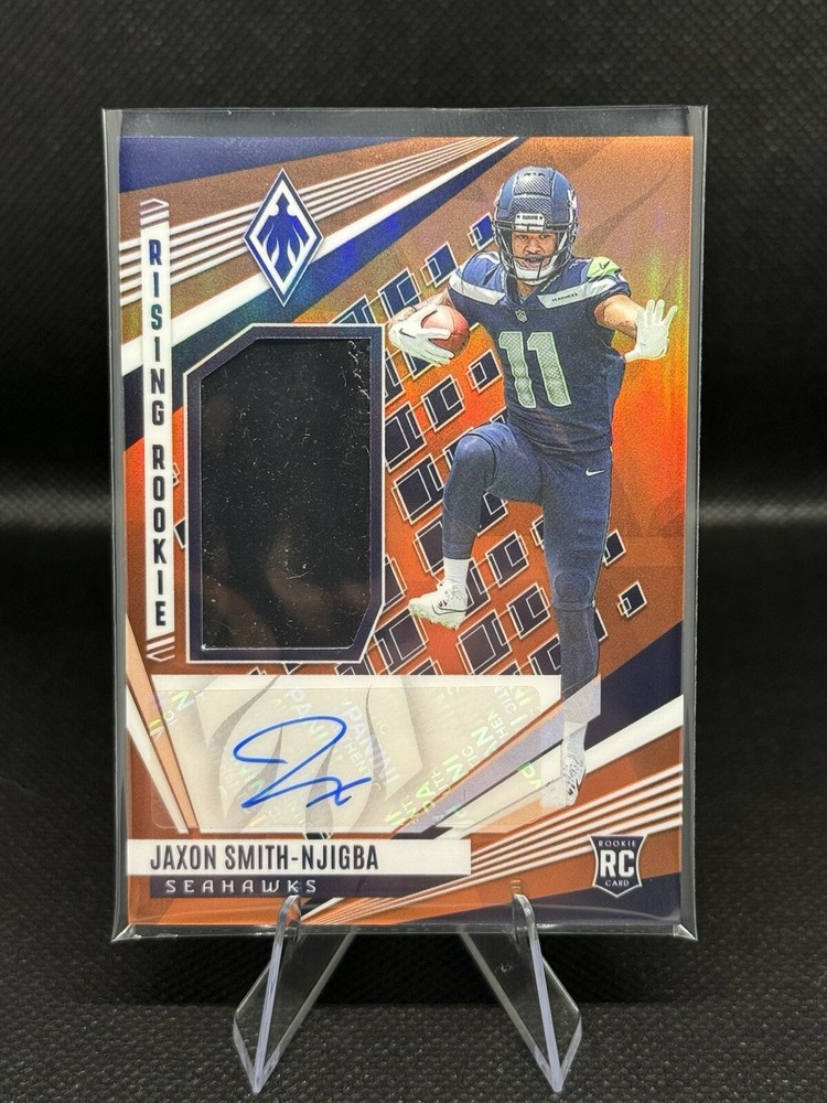 Jaxon Smith-Njigba 2023 Phoenix Orange Rising Rookie Part of glove  rpa AUTO /49