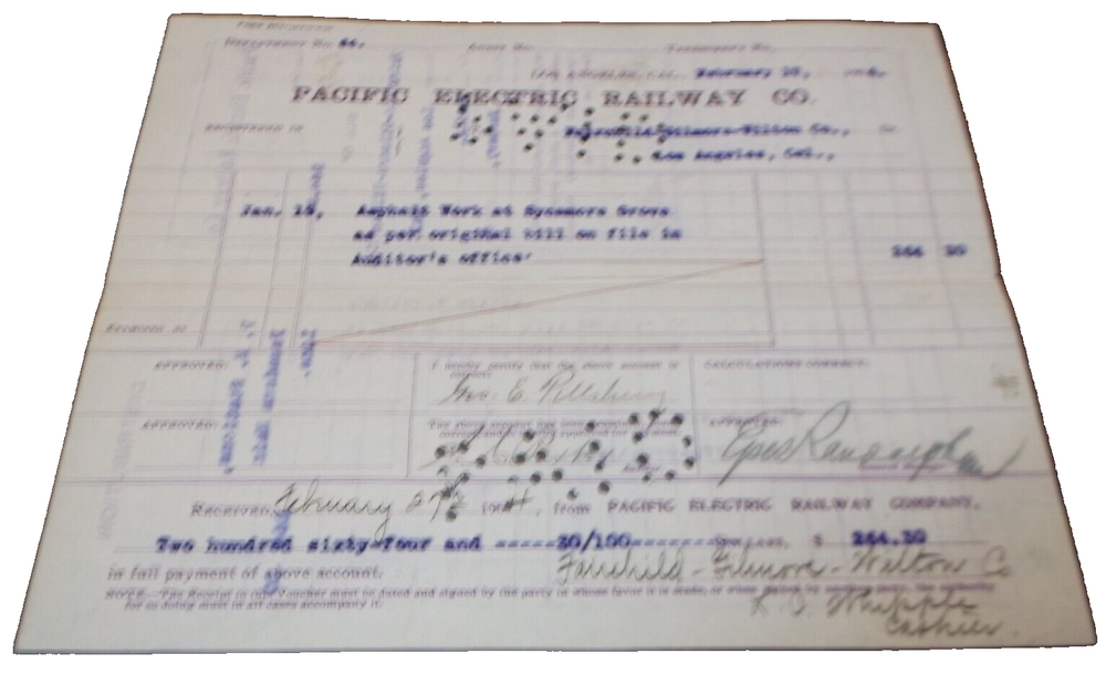 FEBRUARY 1904 PACIFIC ELECTRIC RAILWAY VOUCHER-image
