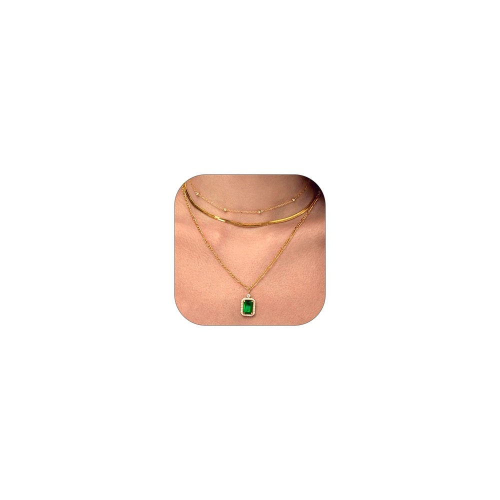 Gold & Silver Plated Women's Necklaces with Diamond, Emerald & Heart Pendants