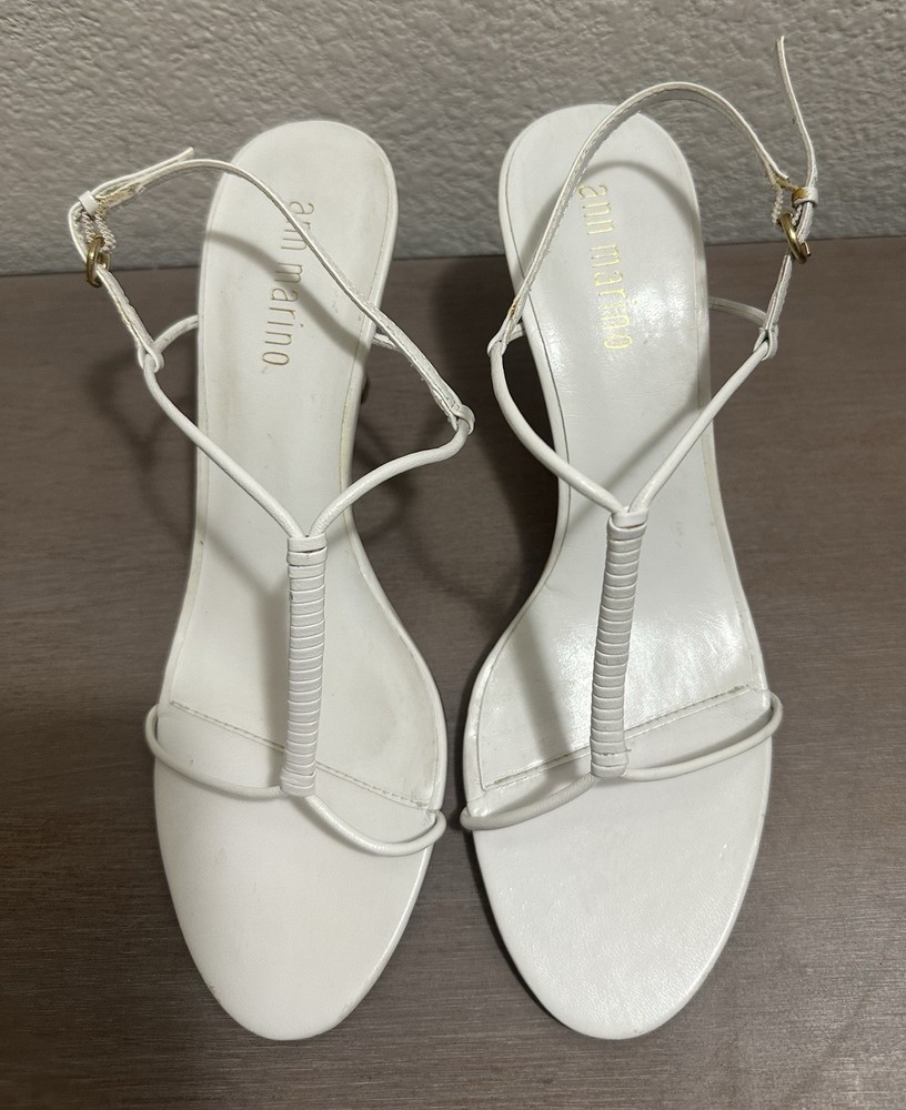 ANN MARINO Wht Strappy Sandal Heels-Sz 8 1/2MPre-Owned-Great Condition!-With Box