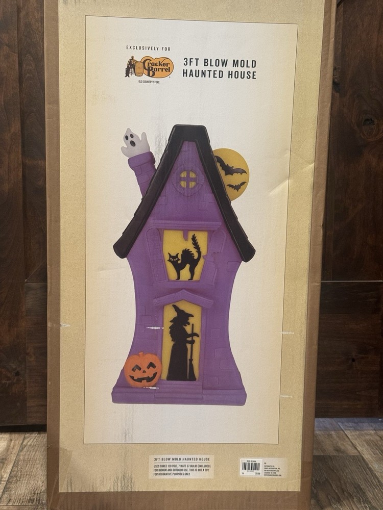 Vintage Cracker Barrel 3ft Haunted House Blow Mold Halloween Decor 2025 New In Stock