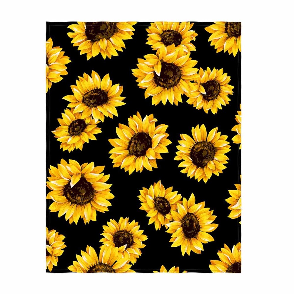 58 x 80 Inch Sunflower Print Super Soft Throw Blanket for Bed Couch Sofa Ligh...