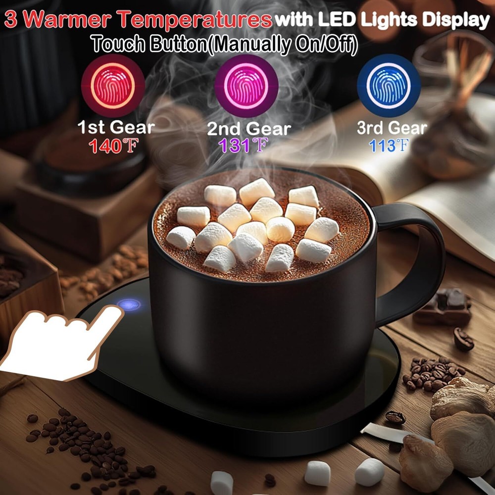 Desk Coffee Mug Warmer with 3 Temp Settings Auto Shut Off for Tea or Wax