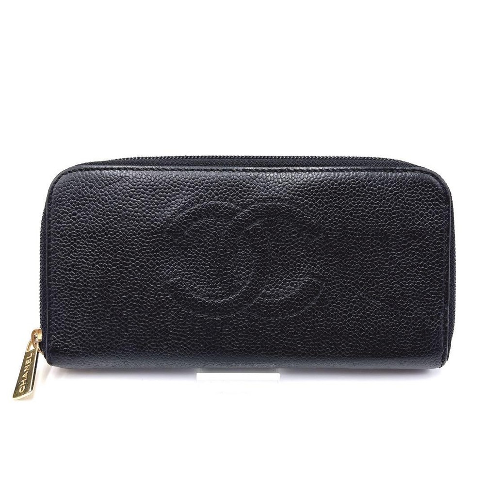 Chanel Coco Caviar Leather Wallet Authentic Pre-Owned Verified