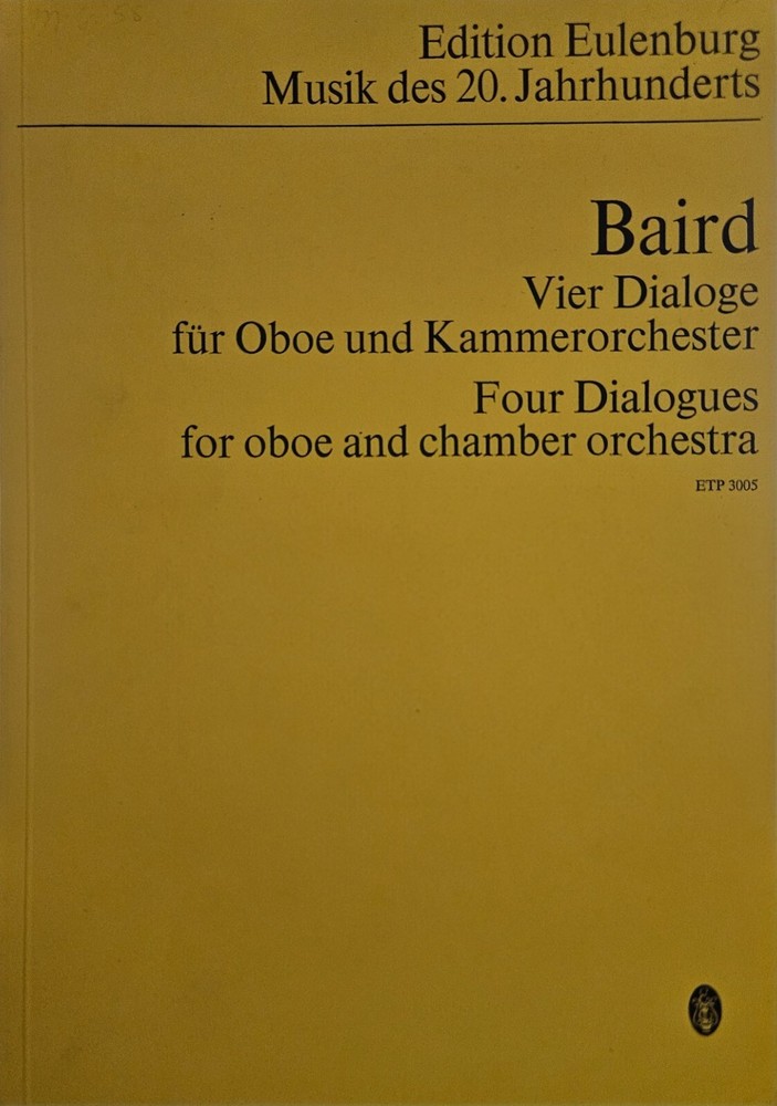 Tadeusz Baird - Four Dialogues for Oboe and Chamber Orchestra Score Eulenburg