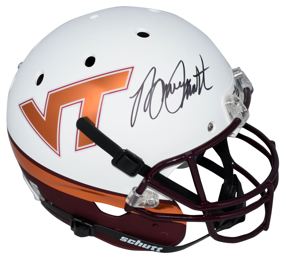 BRUCE SMITH AUTOGRAPHED VIRGINIA TECH HOKIES WHITE FULL SIZE HELMET BECKETT