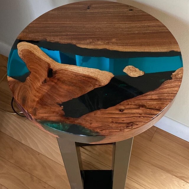 Walnut Wooden Clear Resin Table Top, Epoxy Coffee Table Top Christmas Eve Sale-image