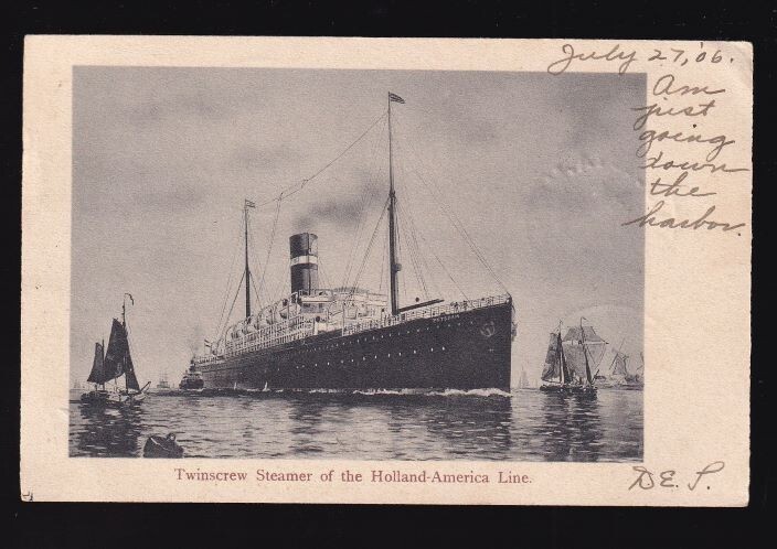 1906 Holland-America Line Twin-Screw Steamer Vintage Postcard