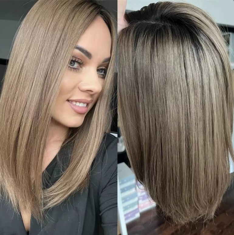 Straight Ombre Caramel Brown 13x4 Lace Front Wigs 100% Human Hair Wig