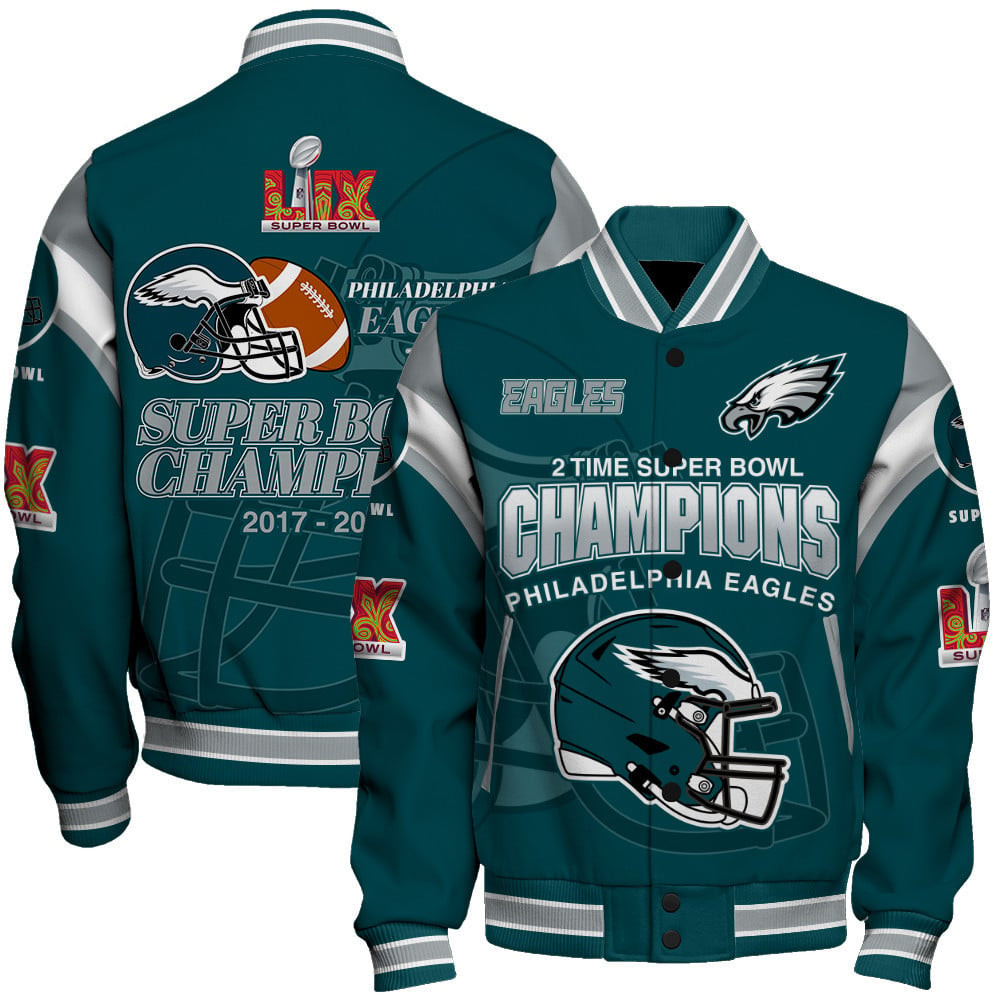 Philadelphia Eagles 2025 Super Bowl LIX Champions Varsity Jacket
