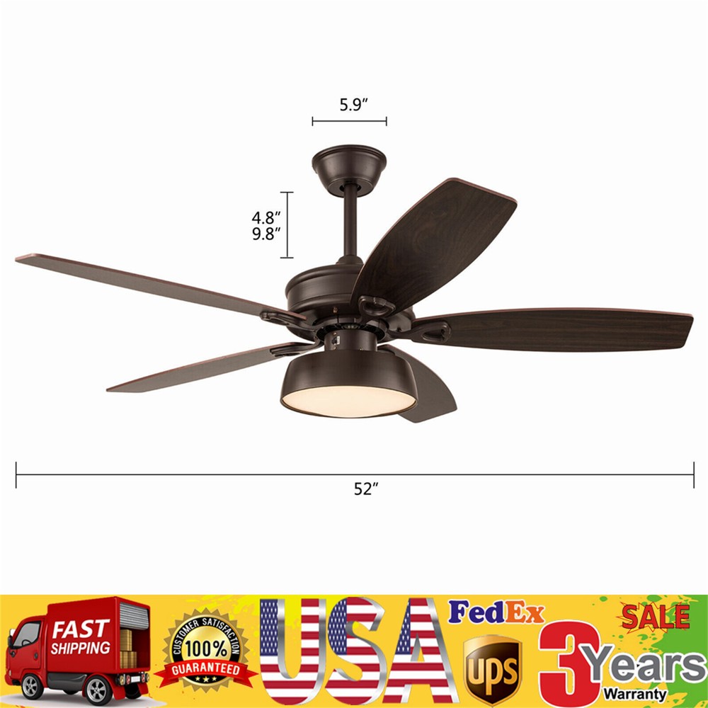 52 Inch Modern Ceiling Fan with Light Kit Remote Control 3 Speed Adjustable Chandelier for Indoor Use  