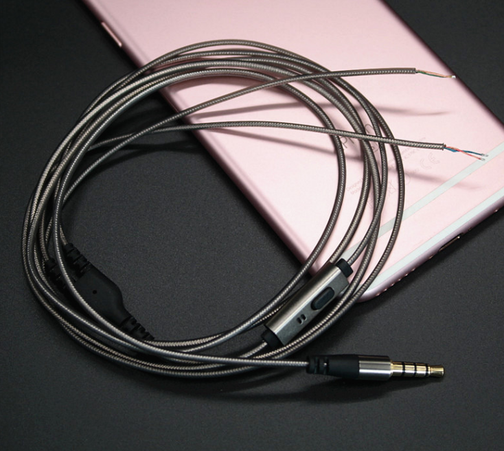 2pcs Mobile phone headset wire with mic semi-finished product line aluminum foil