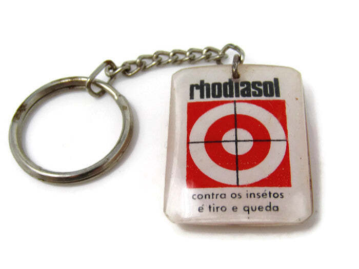 Vintage Keychain: Foreign Brazil Rhodiasol Insecticide Bug Killer