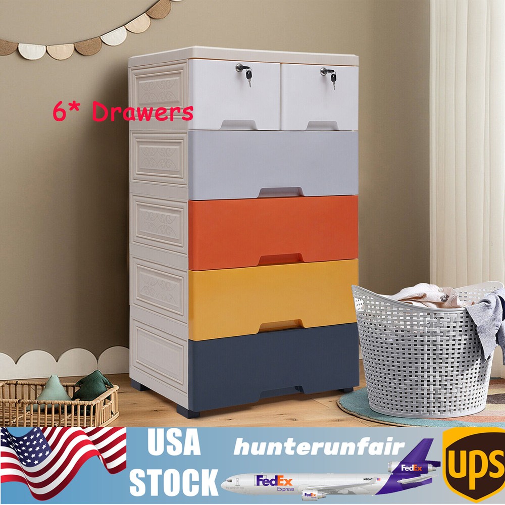 6-Drawer 5-Tier Rolling Storage Cabinet for Clothes Organizer