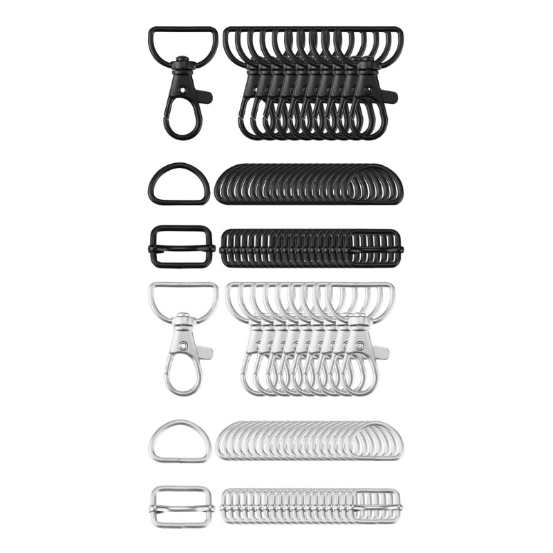 Set of 50 Rotating Lobster Clasps Metal D Buckles Adjustable Buckle Bag Supplies