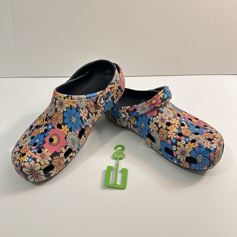 Crocs Classic Retro Floral Clog Mens 12 Womens 14 Slip on NEW