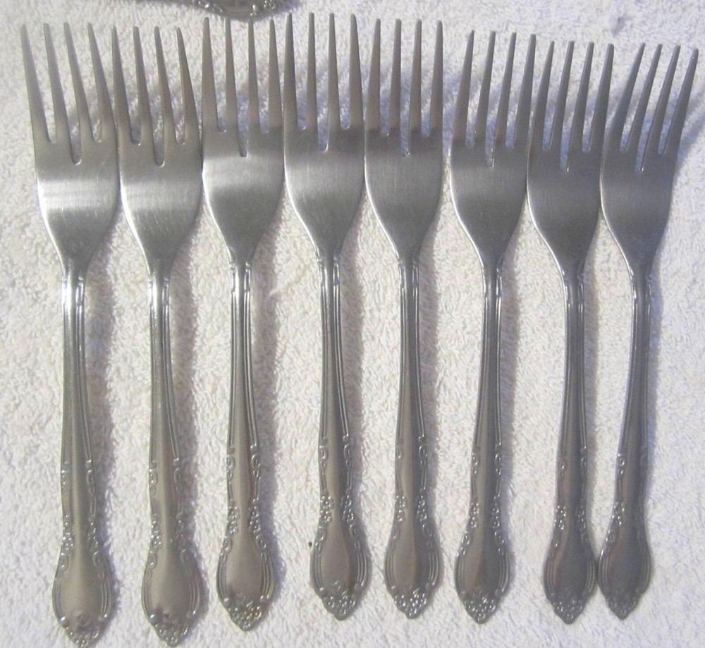 8 piece UT143 Utica floral flatware dinner fork set,stainless steel VTG