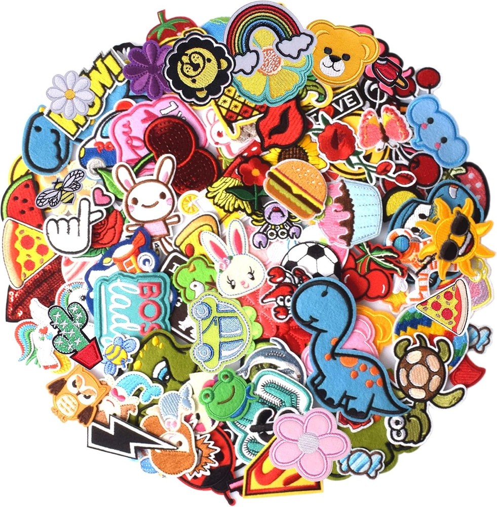 60PCS Assorted Embroidered Patches for Sewing or Ironing On - Various Styles
