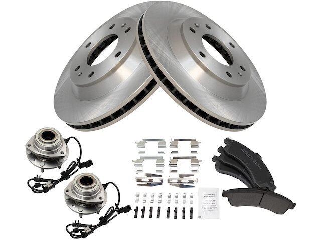 TRQ Front Brake Pad Rotor and Wheel Hub Kit for 2002-2005 GMC Envoy 82VCWS