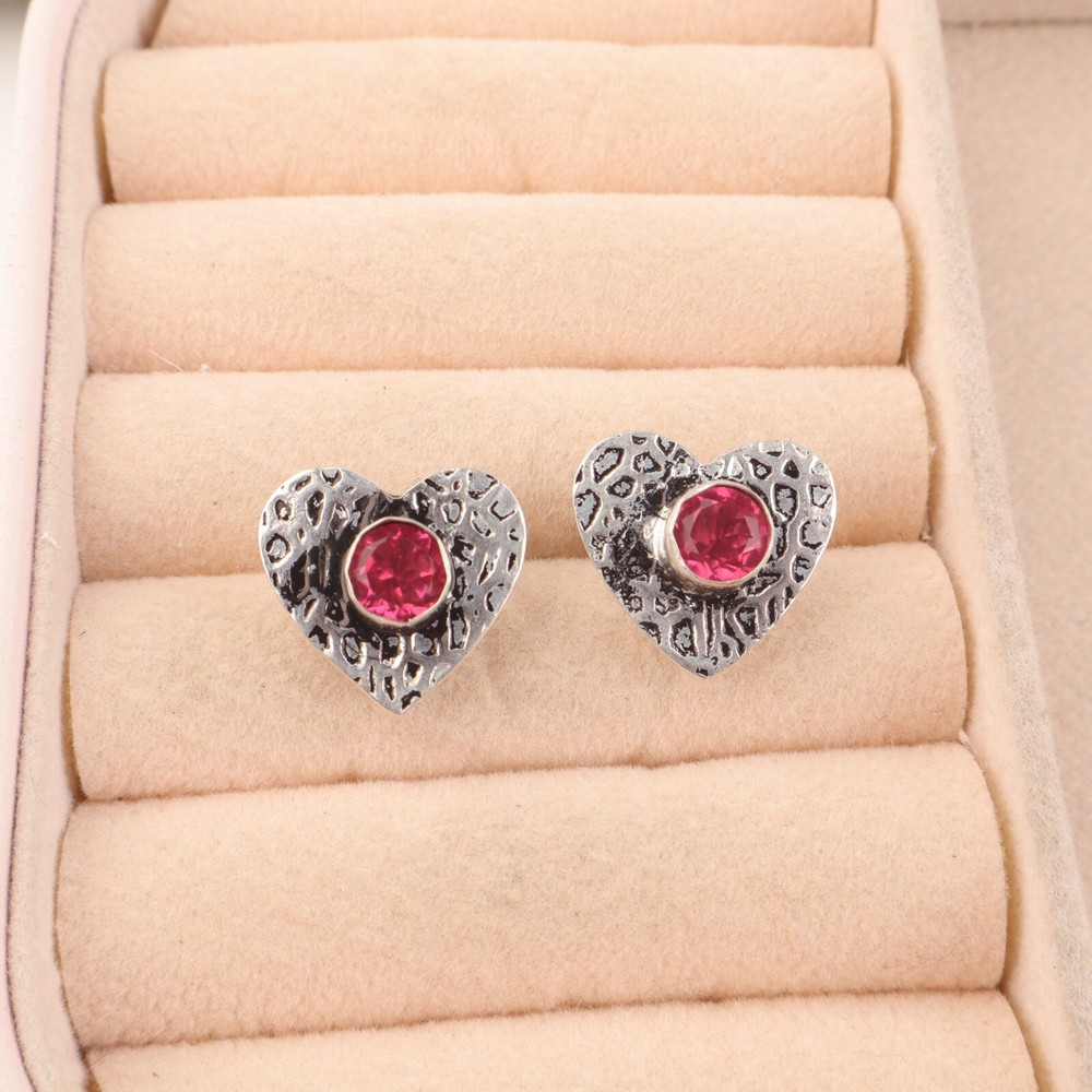 Pink Rubellite Dangle Drop Ethnic Earrings in 925 Sterling Silver for Women