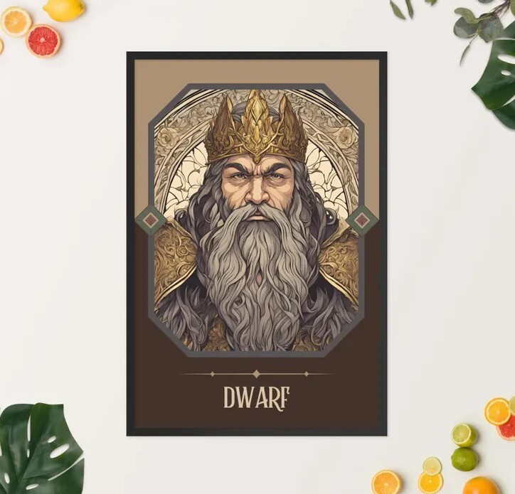 Dwarf Art Nouveau Tarot-Style Fantasy Art Print