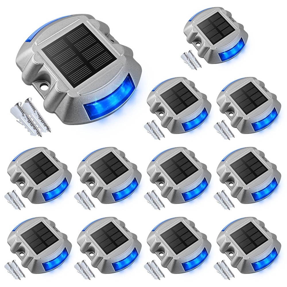 12-Pack Solar LED Dock Lights Wireless IP67 Waterproof Outdoor Warning Lights
