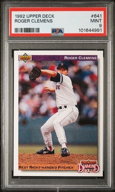 1992 Upper Deck Diamond Skills #641 Roger Clemens Boston Red Sox PSA 9