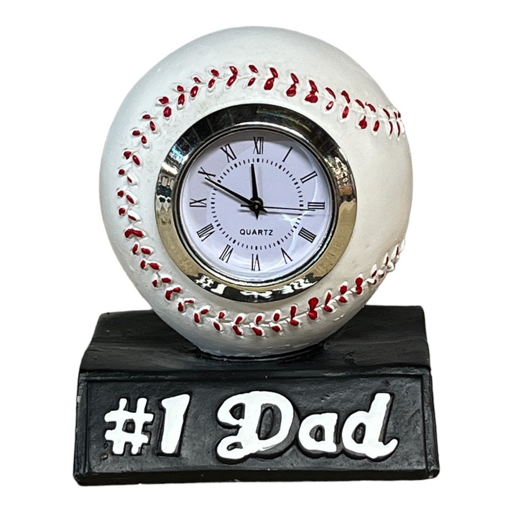 Fathers Day Baseball Quartz Clock Sports #1 Dad Gift Desk Mantle Small 3in-image