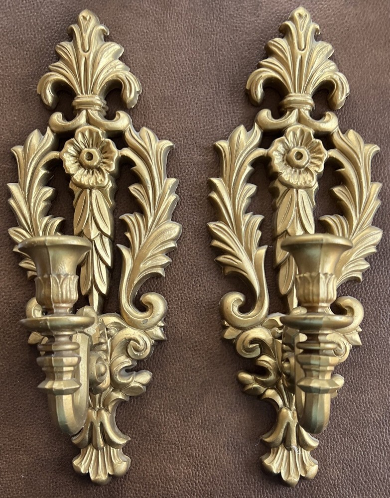 Vintage Gold toned Candle Sconce Plastic Resin Hollywood Regency Candle Holder