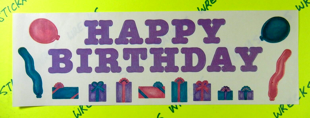 Creative Memories Happy Birthday Balloons & Gifts Sticker Sheet Vintage Purple