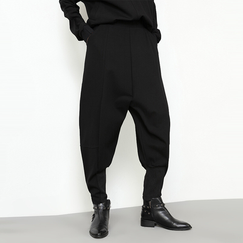 Women Harem Pants Trousers Drop Crotch Elastic Waist Business Casual Tapered