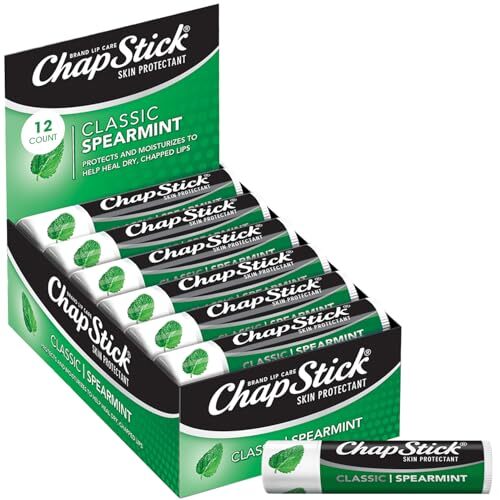 Spearmint ChapStick Lip Balm 12-Pack – 0.15 Oz Moisturizing for Dry Lips