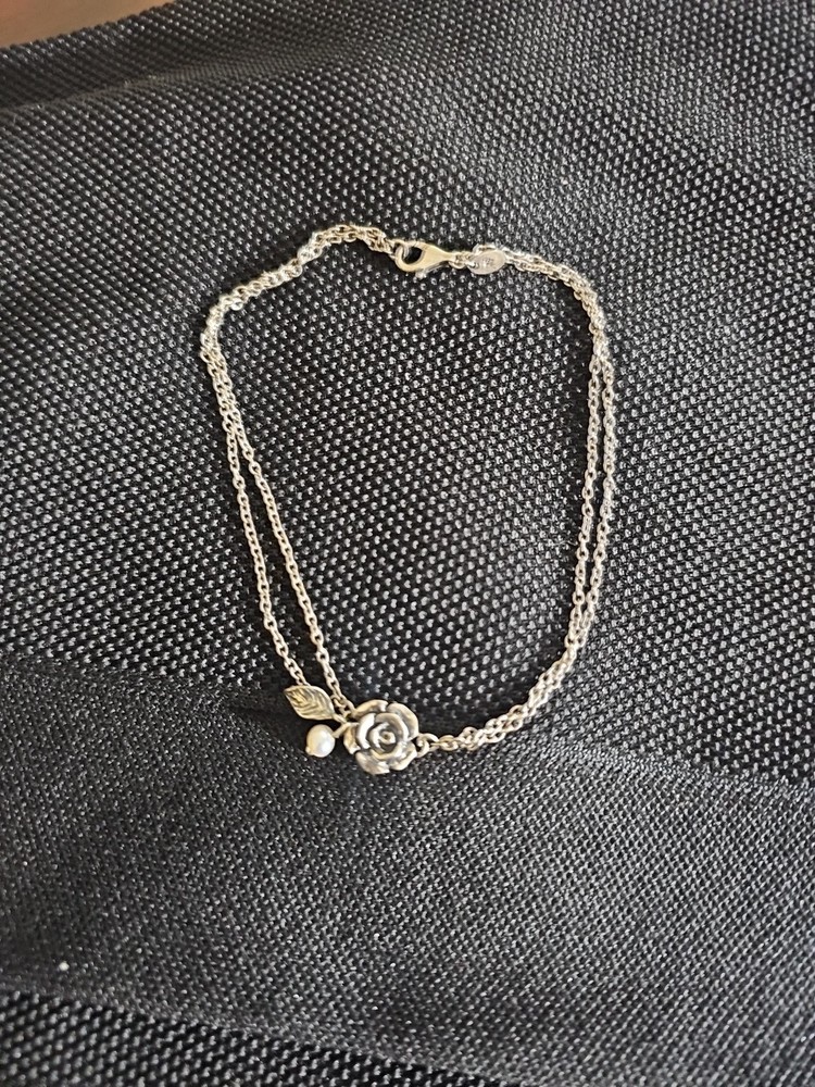 Or Paz Sterling Silver Rose Pearl Anklet Bracelet PZ Israel Italy  