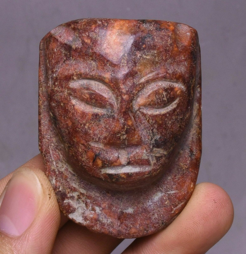 5.5CM Hongshan Culture Old Jade Carve People Person Head Face Amulet pendant