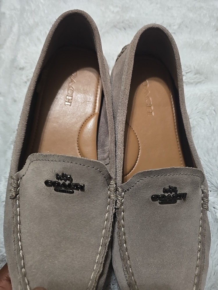 Coach Mary Lock Up Tan Suede Women's Driving Loafers Flat Size 8.5