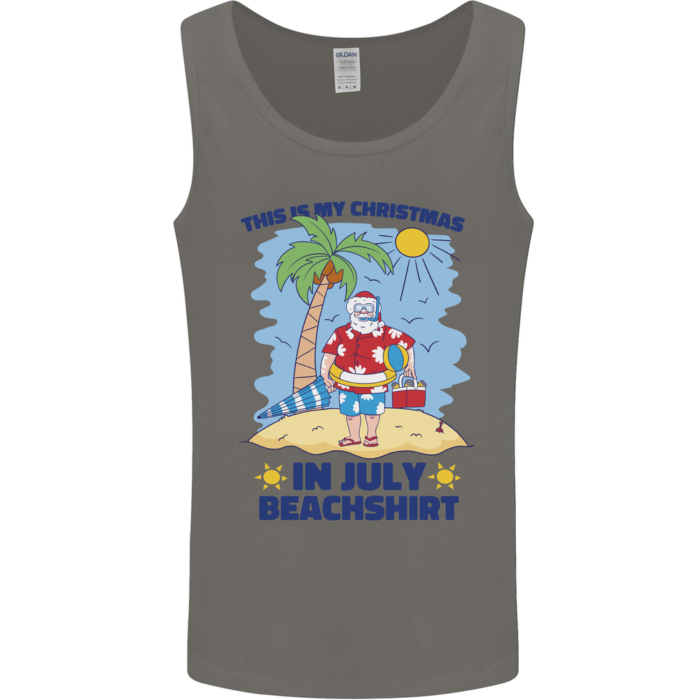 Christmas in July Summer Santa Clause Beach Mens Vest Tank Top